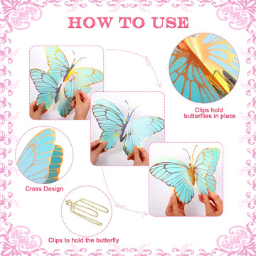 Wettarn 20 Pcs Butterfly Centerpieces For Tables Butterfly Party Decorations 3D Golden Butterfly Table Toppers Centerpiece For Girl Party Birthday Baby Shower (Mix Color,12 X 9 In,10 X 7 In)
