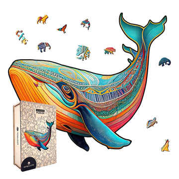 Wooden Puzzles For Adults, Whale Unique Shaped Wooden Jigsaw Puzzle, Ocean Animals Wood Cut Puzzles, Birthday Holiday, 170 Piece