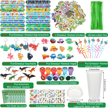 Qilery 195 Pcs Mermaid Party Unicorn Party Dinosaur Party Shark Party Favors Includes Plastic Cup with Lid Straw Keychain Bracel