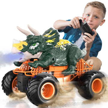 Bennol Remote Control Dinosaur Car Toys for Kids Boys 3-5 4-7, 2.4GHz RC Dino Car Toys with Light, Sound & Spray, Indoor Outdoor