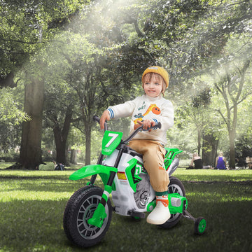 Fierton 12V Kids Motorcycle Electric Dirt Bike Battery Powered Ride On Motorcycle Toy for Toddler w/Detachable Training Wheels H