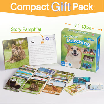 72 (36 Pairs) Spanish English Bilingual Animal Memory Matching Game With Reusable Custiomizable Cards,Instruction Language Learn