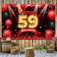 Happy 59Th Birthday Banner Backdrop Red And Black 59 Years Old Background Bday Decorations For Women Men Photography Party Supplies Glitter