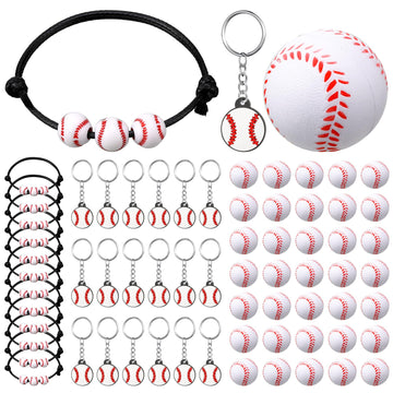 Nosiny 108 Pcs Baseball Party Favors Bulk Baseball Keychain Gifts Stress Balls Charm Bracelets 36 Pieces Each for Team Birthday 