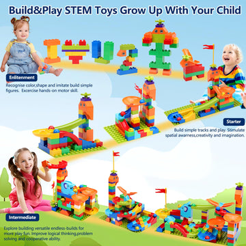 Marble Run Building Blocks: Upgrade Marbles Launcher Set Circular Fun Shot Game Variety Track Parts Compatible With Classic Large Bricks Birthday Gift For Boys Girls Toddler Aged 3,4,5,6,7,8+