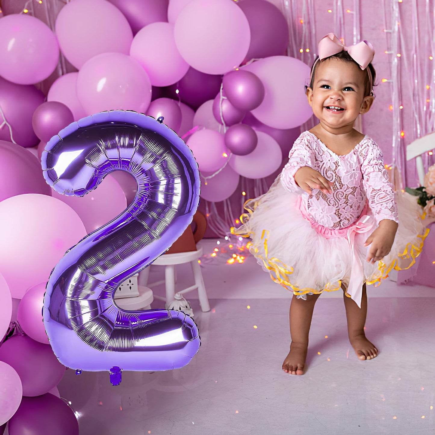 1 Number Balloon Purple 40 Inch Big Foil Mylar 1St Balloons For 1 Year Old Boy Girl Birthday Party Decorations Wedding Anniversa