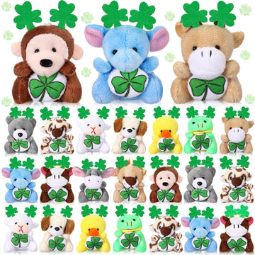 Blueweenly 24 Pcs St. Patrick'S Day Mini Plush Toys St. Patrick'S Day Small Stuffed Animals With Green Plush Shamrock Stuffed An