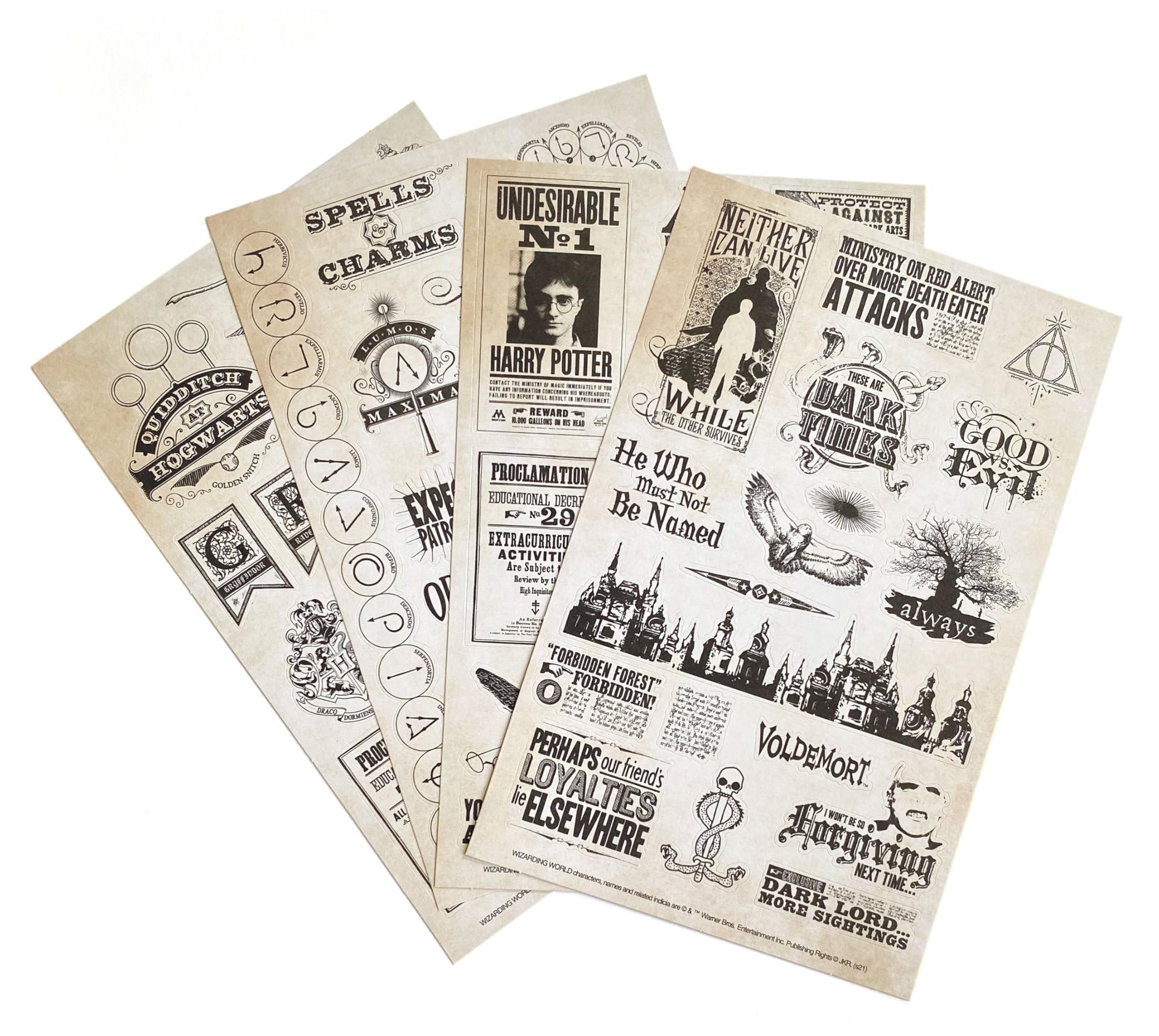 Paper House Productions Harry Potter Sticker Pack of 4 Sticker Sheets for Crafts, Scrapbooking & Collecting - Papers & Proclamat
