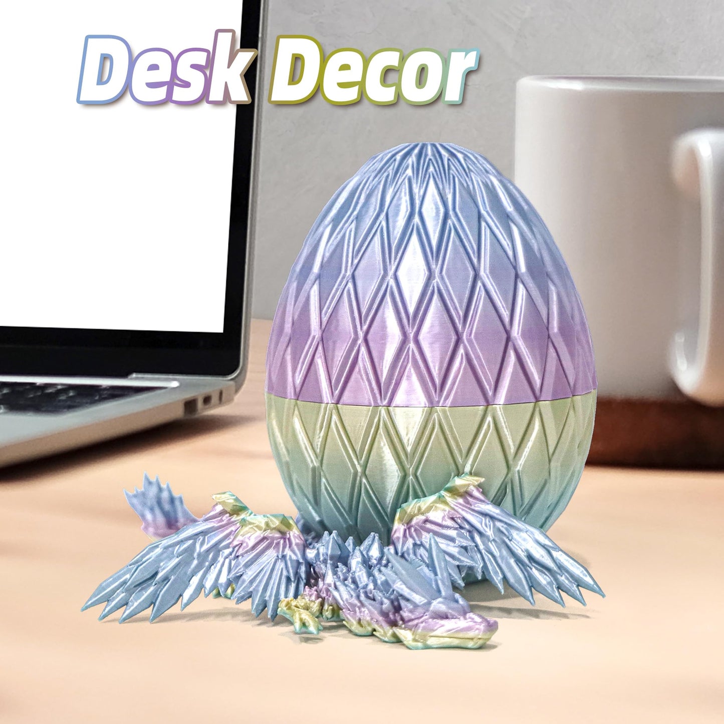 Flavery 3D Printed Flying Dragon Egg - 7'' Winged Dragon In Diamond Easter Eggs, Flexible Crystal Animal Inside, Mystery Dragon