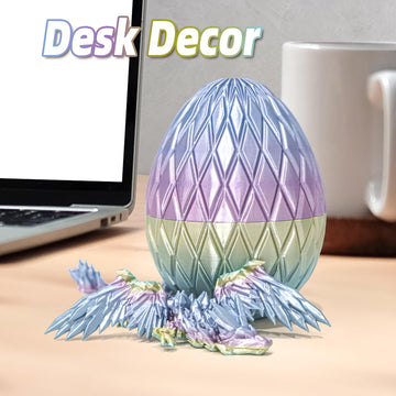 Flavery 3D Printed Flying Dragon Egg - 7'' Winged Dragon In Diamond Easter Eggs, Flexible Crystal Animal Inside, Mystery Dragon