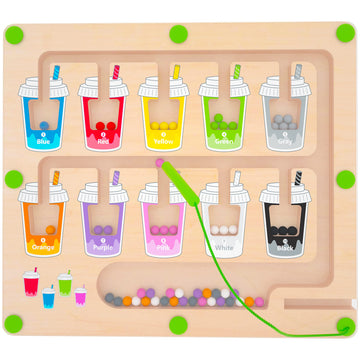 Mtyokiln Magnetic Color And Number Maze, Montessori Wooden Magnet Puzzle Game Board For Toddlers, Learning & Education Toys For 