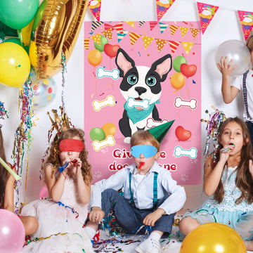 Hooqict Pin The Bone On The Dog Party Game For Kids Birthday Party Games Dog Themed Birthday Supplies Puppy Party Favors For Boys Girls, Large Pin The Tail Poster With 48 Bone Stickers
