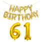 SHUNTAI 61st Birthday Decorations - Gold Jumbo Foil Number Balloons & Banner, 16" Mylar for Men & Women Party Supplies