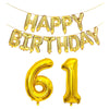 SHUNTAI 61st Birthday Decorations - Gold Jumbo Foil Number Balloons & Banner, 16" Mylar for Men & Women Party Supplies