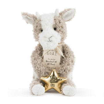 Demdaco Goat You Did It Soft Brown 9 Inch Plush Polyester Fabric Stuffed Animal Toy