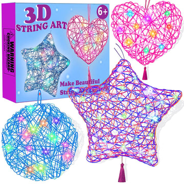 Beilunt Art and Crafts for Kids Ages 6-8, 3D String Art Kits for Girls Christmas Birthday Gifts, Crafts for Girls 8-12, Make Lan