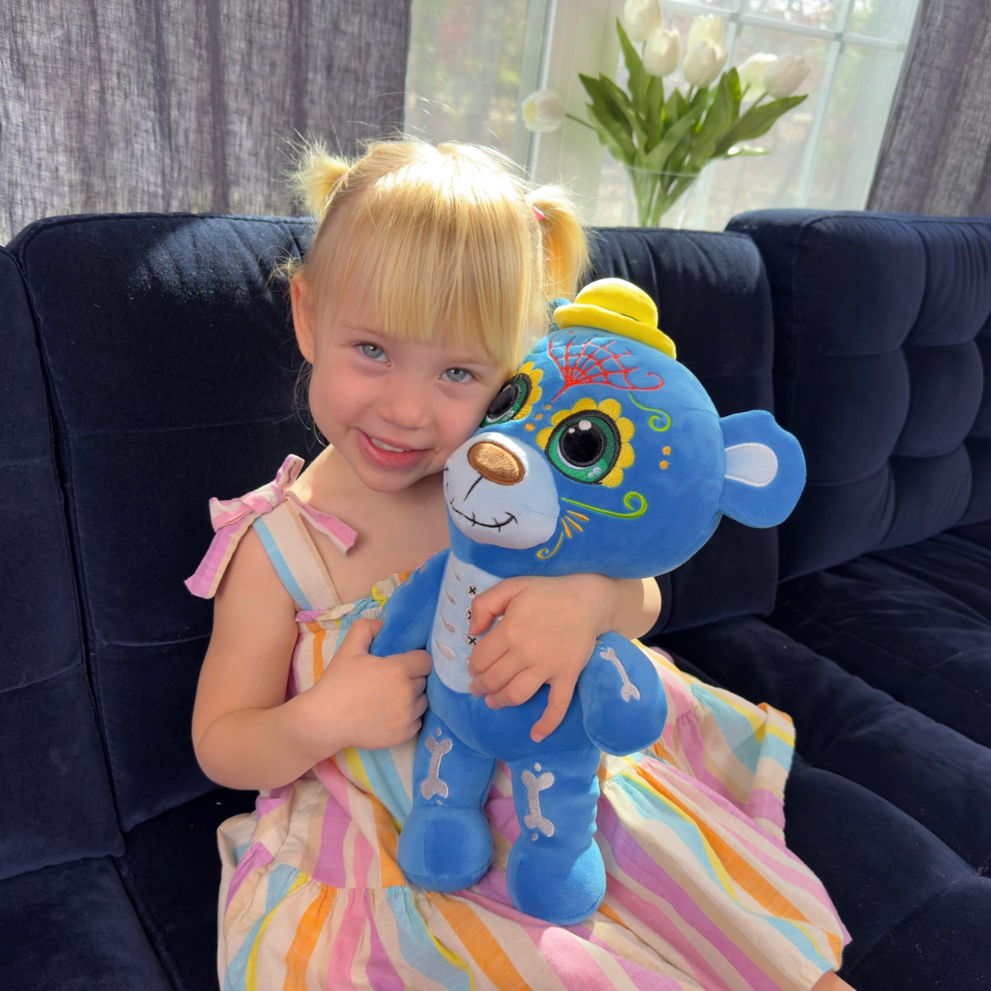FLUFFAROO Sugar Skull Teddy Bear - Soft Plush, Mystic Blue