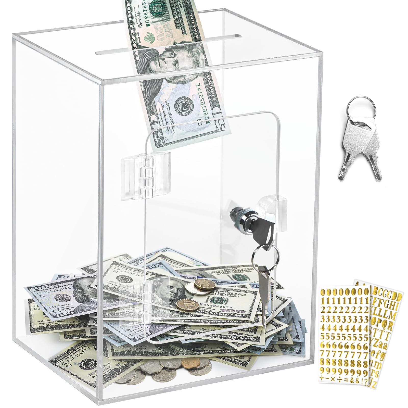 Piggy Bank For Adults Kids, Vcertcpl Acrylic Clear Piggy Bank With Lock Money Saving Box For Cash Saving, Openable Adults Piggy Bank For Real Money Bank Coin Bank Change Jar