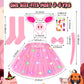 Teuevayl Pig Costume for Girls, Kids Pink Pig Costume with LED Light Up Tutu Skirt, Halloween Costumes for Girl Kid Age 3 4 5 6