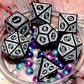 Carving in White Black DND Dice Set for Board Game