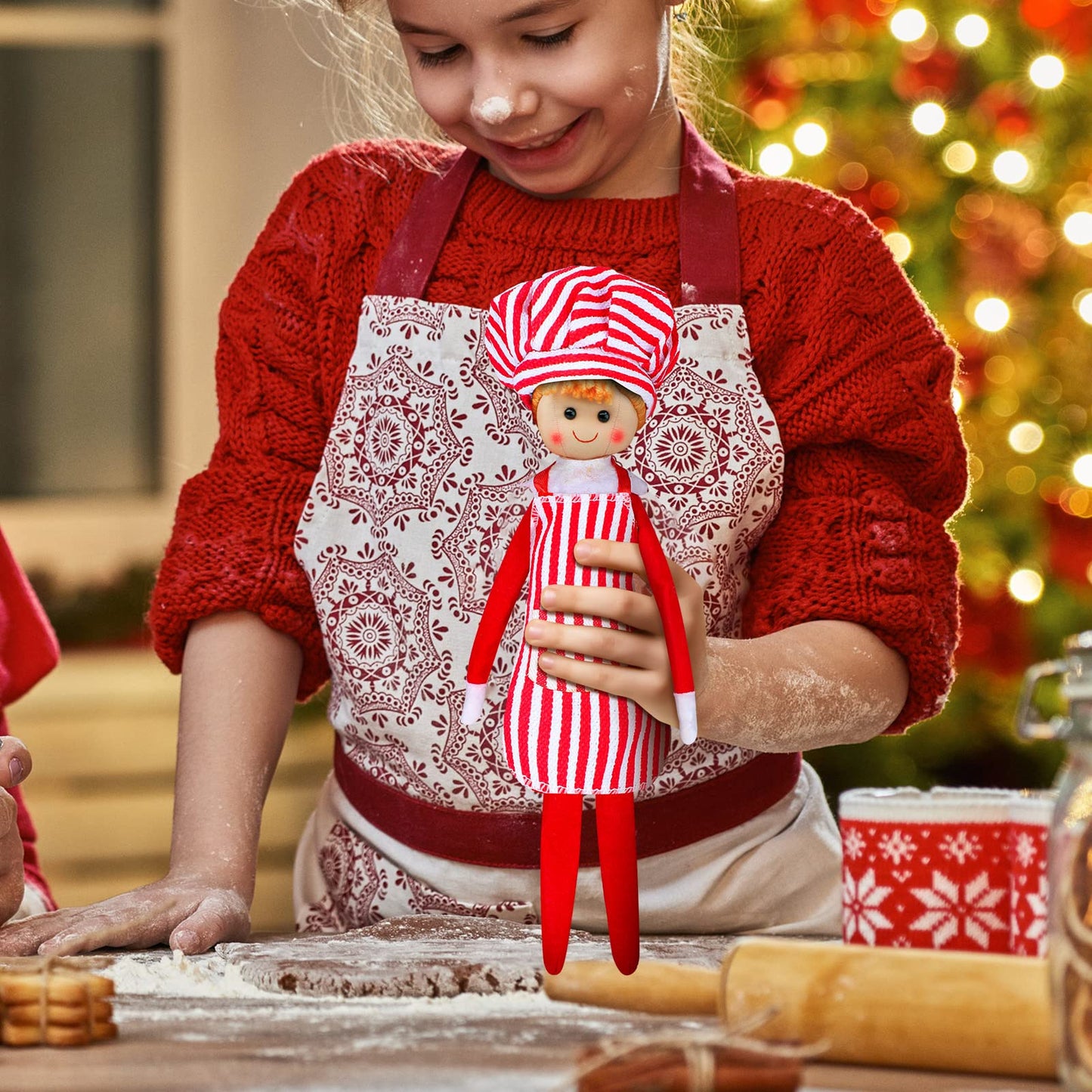 6 Pieces Santa Clothing Elf Dance Skirt Set Christmas Elf Skirts For Christmas Doll Holiday Decorations (Not Include Doll)(Modern Style)