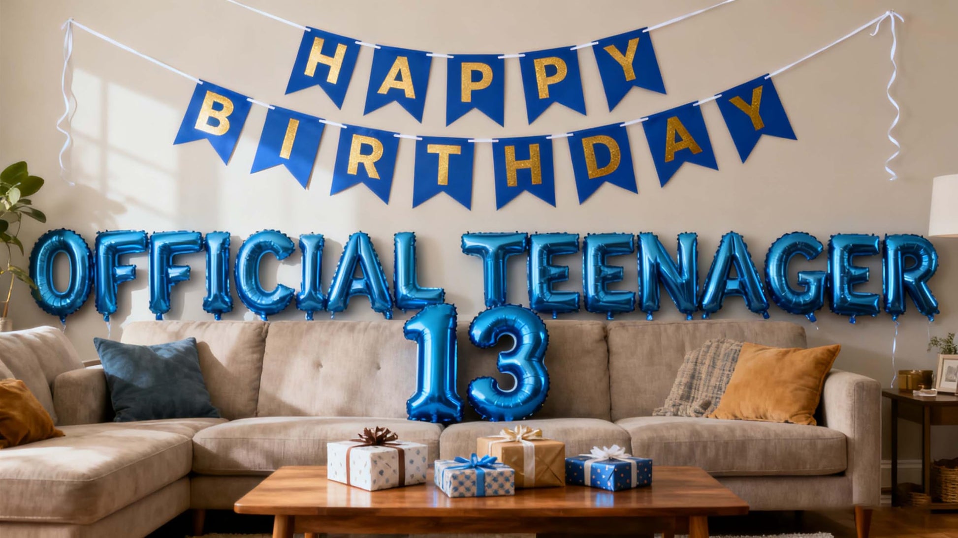 13th Birthday Decorations for Girls, Rose Gold Official Teenager Banner Number 13 Birthday Foil Balloons for 13 Years Old Birthd