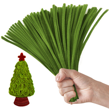 100PCS Green Pipe Cleaner,Colored Pipe Cleaners for Crafts,Pipe Cleaners Set,Pipe Cleaner Craft,Pipe Cleaner Christmas Trees