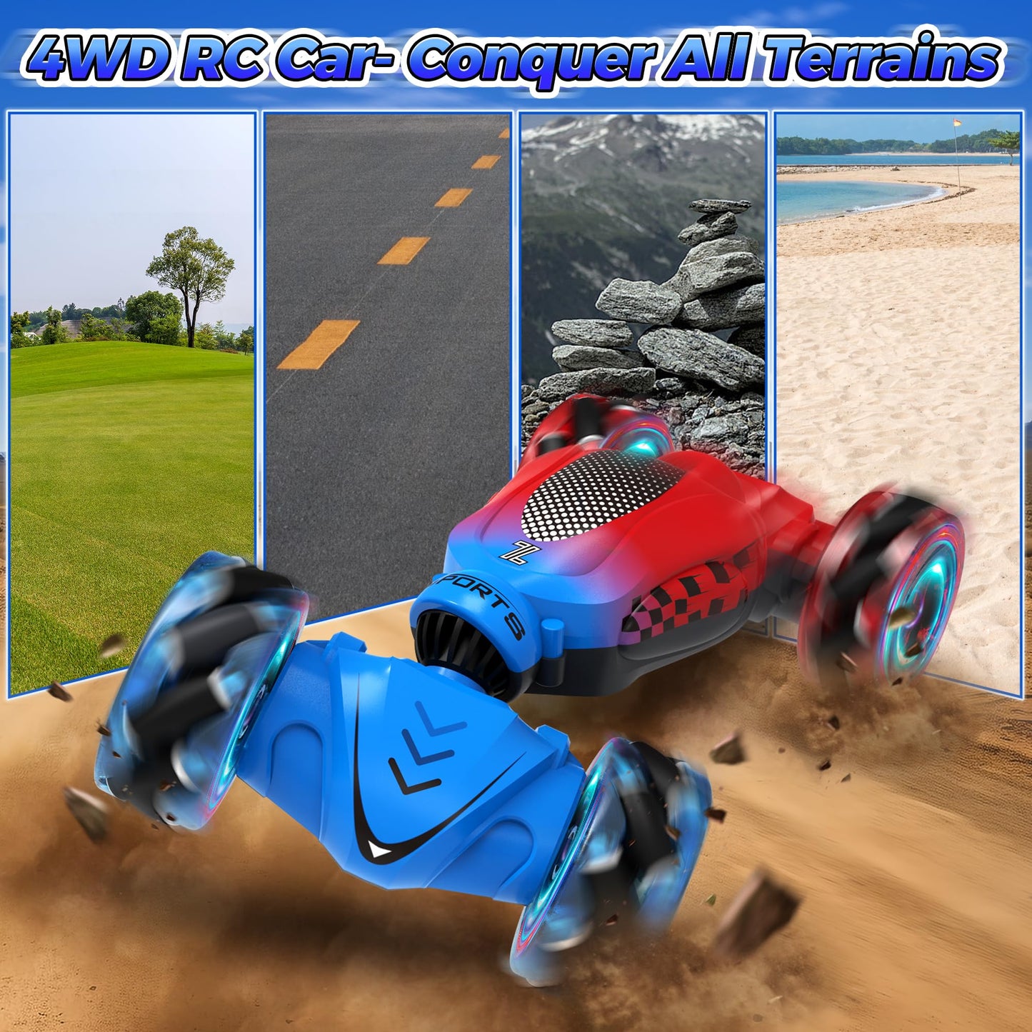 Nitigo Remote Cars For Kids Ages 4-8, Toys For Ages 5-7, Gift For 4 5 6 7 8-13 Years Old, Gesture Sensing Rc Stunt Car With Ligh