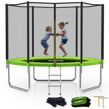 Skok Trampoline 10Ft Trampolines With Enclosure Net, 400Lbs Outdoor Trampolines For Kids-Astm Approved Trampoline For Children A