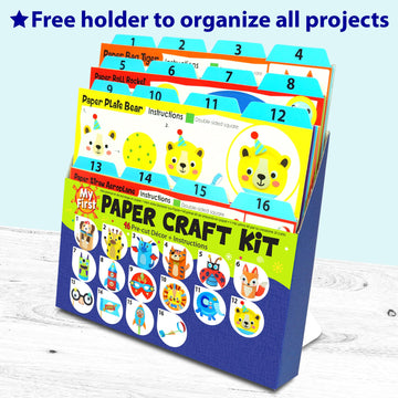 Krafun My First Safari Animal Paper Craft Kit, 18 Diy Arts And Crafts Zoo Animal, Organized Craft Activities Supplies Box Assembling Creative Toys For Toddlers, Boys, Girls 3-8 Years Old