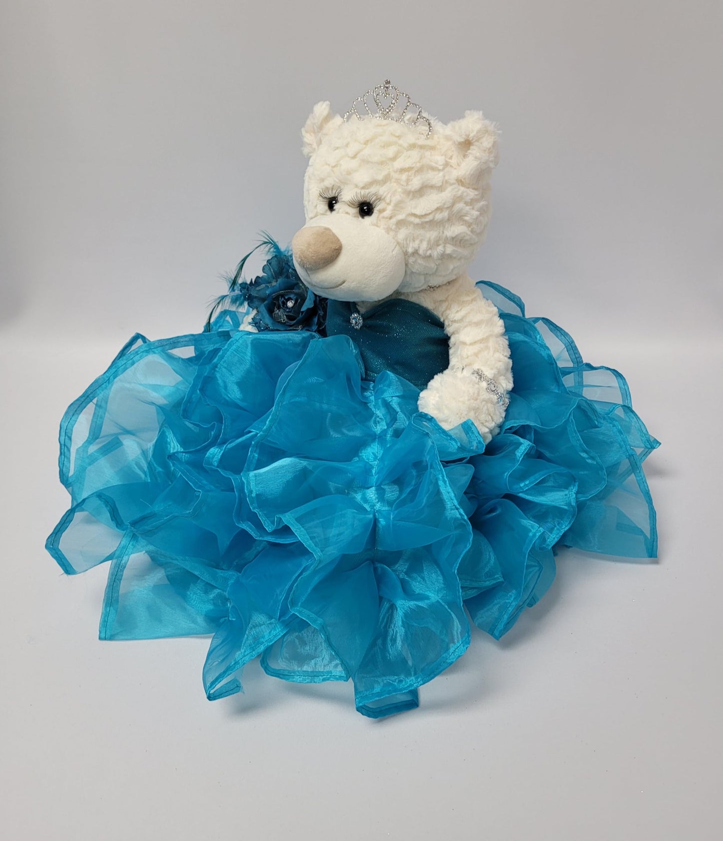 KINNEX COLLECTIONS SINCE 1997 20 Quince Anos Quinceanera Last Doll Teddy Bear with Dress (Centerpiece) ~ ARC16831-10R (Turquoise
