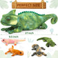 Karister Giant Lizard Plush Toy - 27" Mother Iguana with 4 Baby Lizards, Green Polyester Stuffed Animal for Kids, Model W383_0_68
