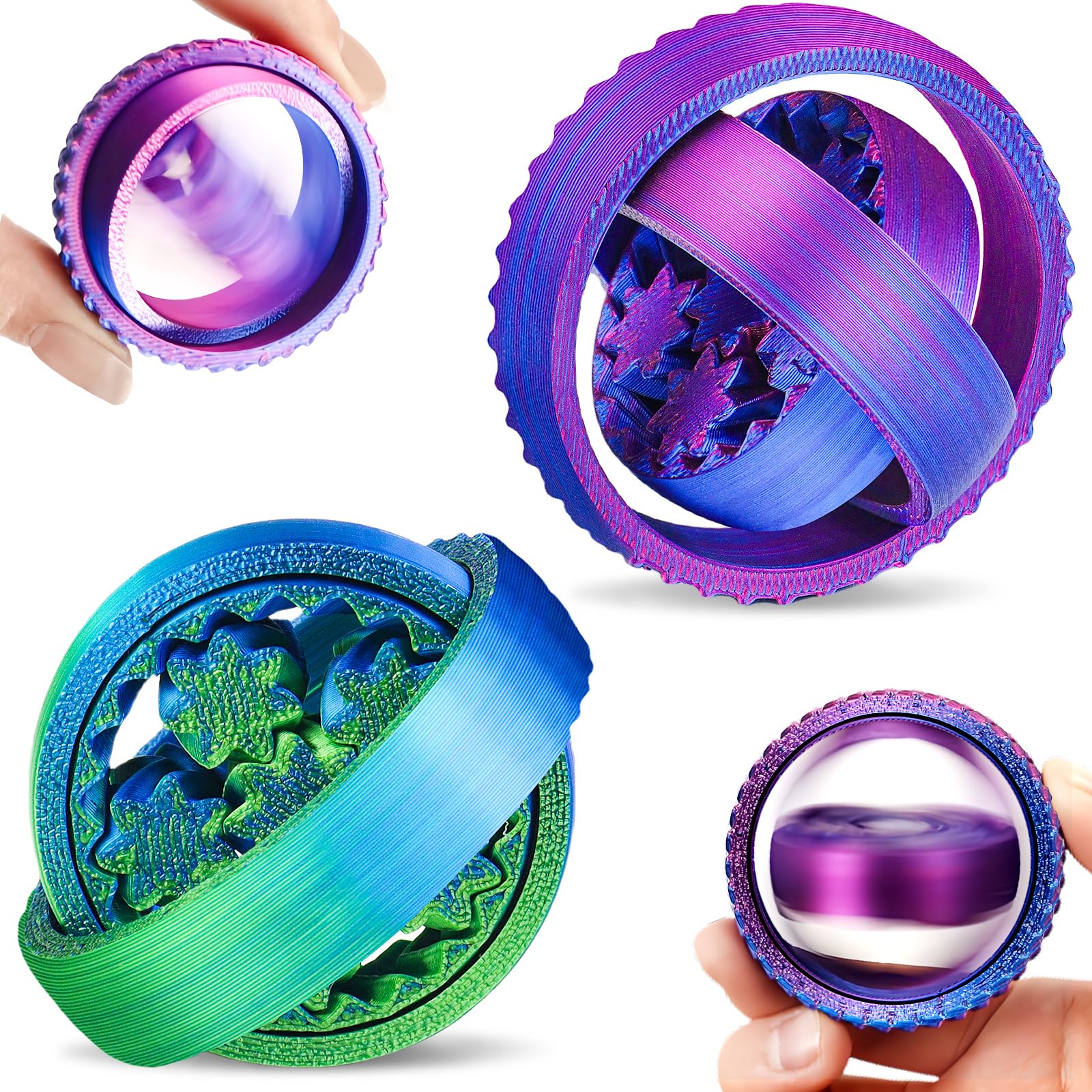 Fidget Spinners For Kids & Adults 2 Pack, 3D Printed Fidget Spinners Toy Adhd Autism Sensory Stress Relief Toys, Hand Fidget Spinner Toy Office Desk Toy, St. Patricks Easter Party Favors For Kids