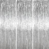 Voircoloria 3 Pack 3.3 x 6.6 ft Silver Foil Fringe Backdrop Curtains, Tinsel Streamers Party Decorations, Fringe Backdrop for Bi