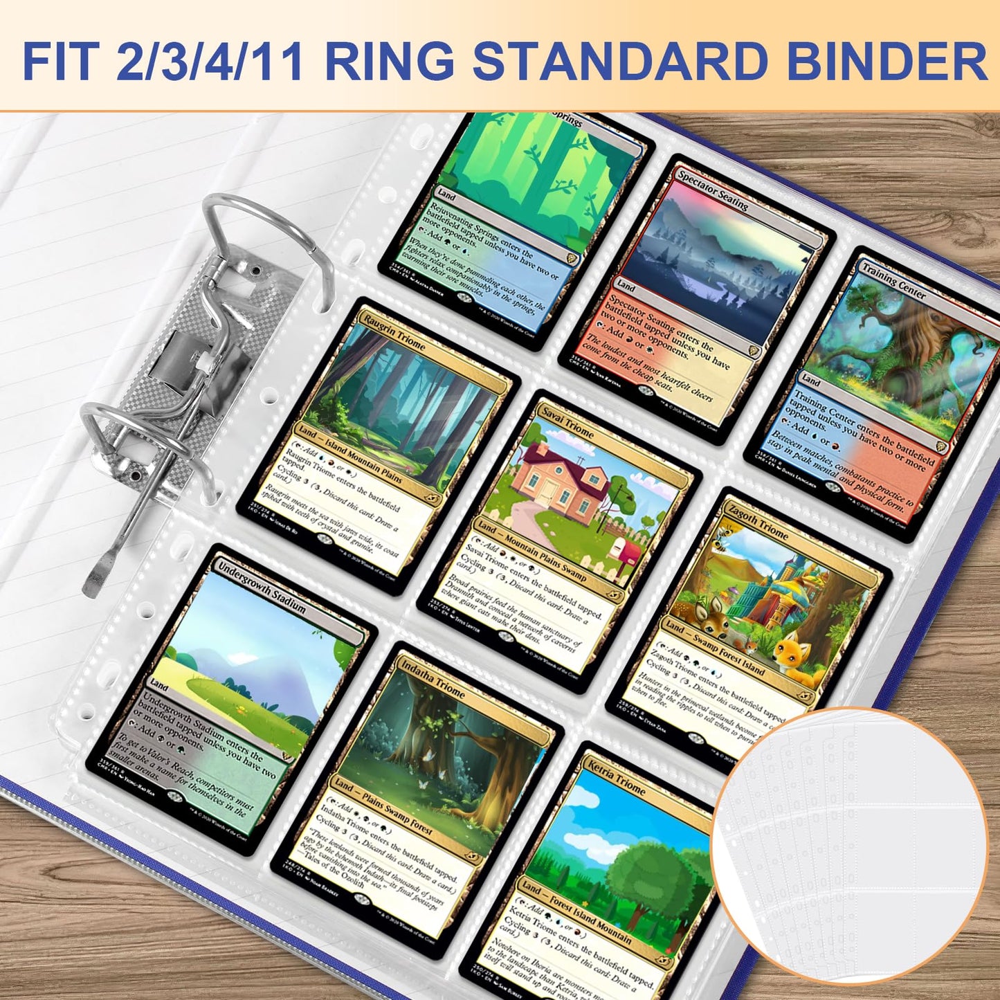 REGUICORP 50 Pack Card Sleeves Binder Sheets  9 Pocket Trading Card Binder Sleeves for 3 Ring Binder  Baseball Cards Sleeves Holds 900 Cards Fit for Baseball  Football  Game  Kpop Cards