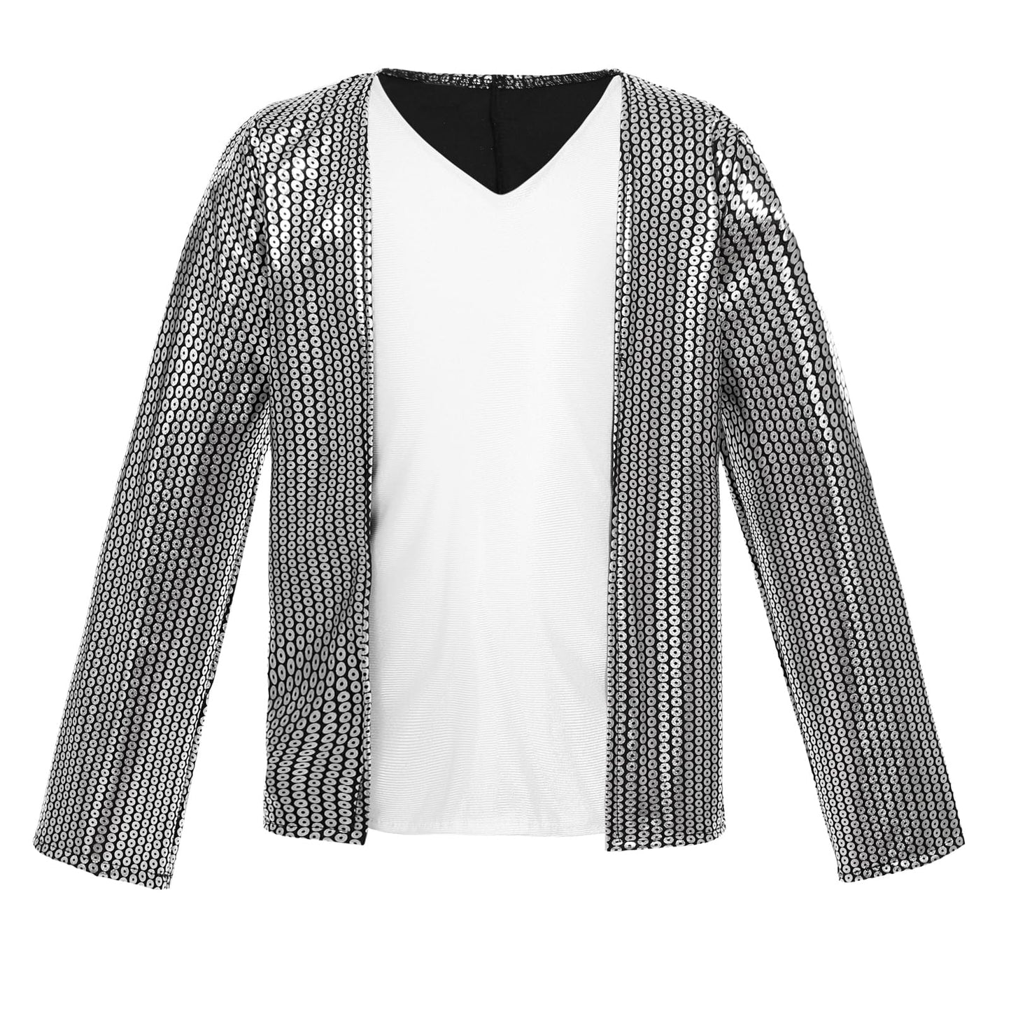 HORTYZON Kids Dance Star Costume Boys 80s Dance Costume 90s Pop Stage Outfits with Glasses Hat Gloves Halloween Cosplay Party (8