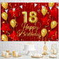 18Th Birthday Backdrop Banner Decorations Red And Gold For Boys Girls Happy 18 Years Old Bday Background Photography Party Decor Sign Supplies