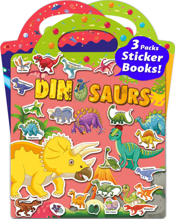 Walenced Reusable Sticker Book For Toddlers 2-4 Years, 3 Sets Stickers For Kids, Toddler Sticker Book Ages 1-3, 94 Pcs Toddler C