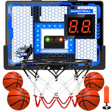 Badgoal Indoor Basketball Hoop Toy For Kids - Mini Basketball Hoops With Scoreboard&4 Balls, Anti-Impact Backboard&Music Lights,