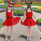 Girls Costume Polka Dots Dress Up Carnival Costume Birthday Outfit Christmas Party Cosplay Mask Gloves Headdress For Kids 110