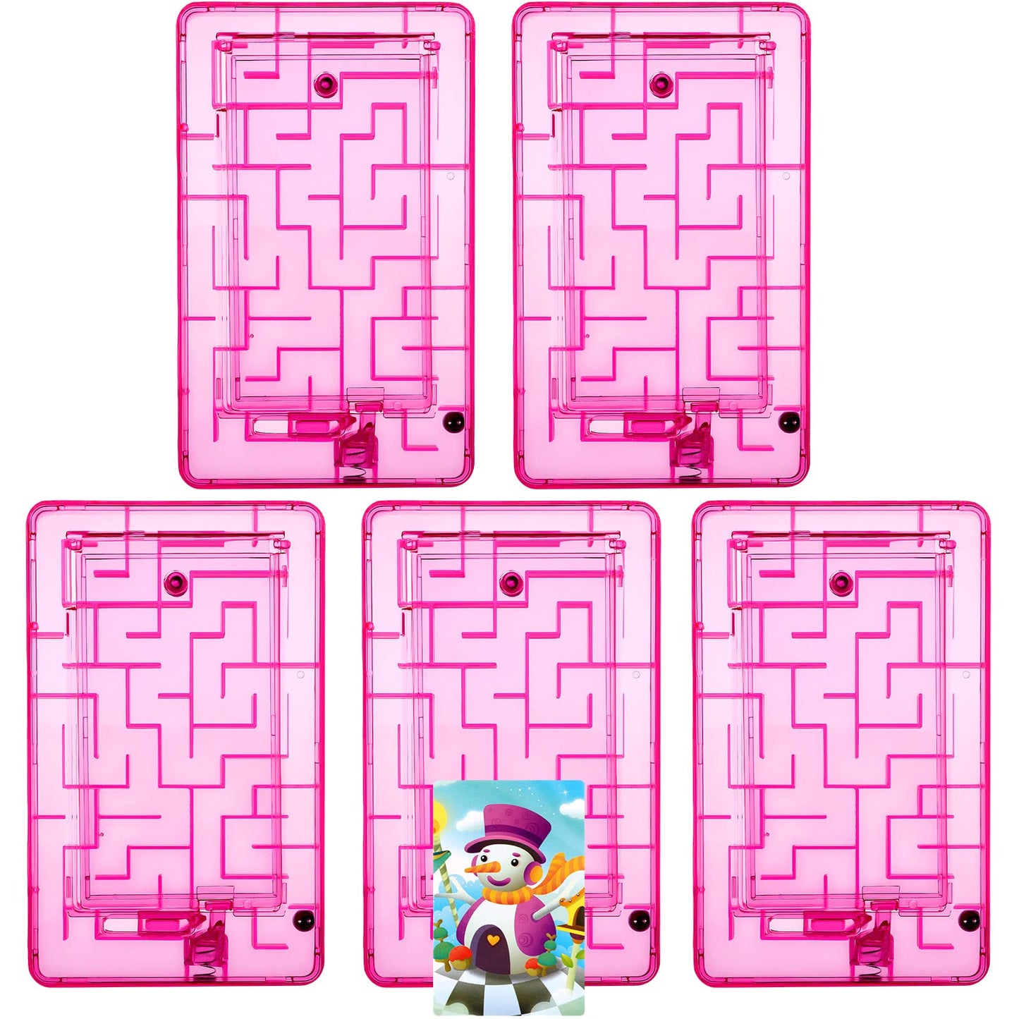 Skylety 5 Pcs Money Puzzle Box Gift Card Box Plastic Puzzle Card Holder Fun Maze Intellectual Pinball Machine Game for Teens and mature-themeds Birthday Party Favors(Pink)