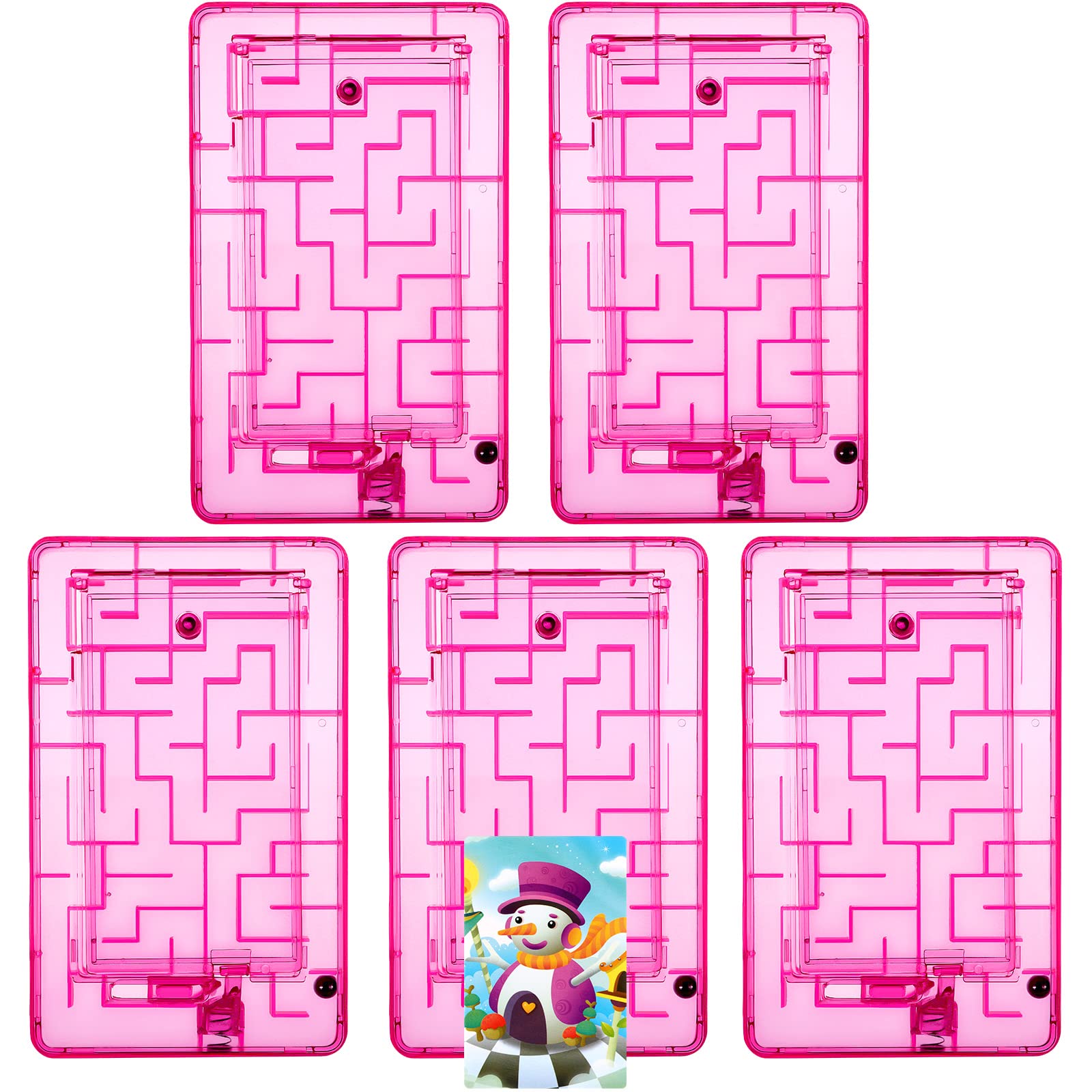 Skylety 5 Pcs Money Puzzle Box Gift Card Box Plastic Puzzle Card Holder Fun Maze Intellectual Pinball Machine Game for Teens and mature-themeds Birthday Party Favors(Pink)