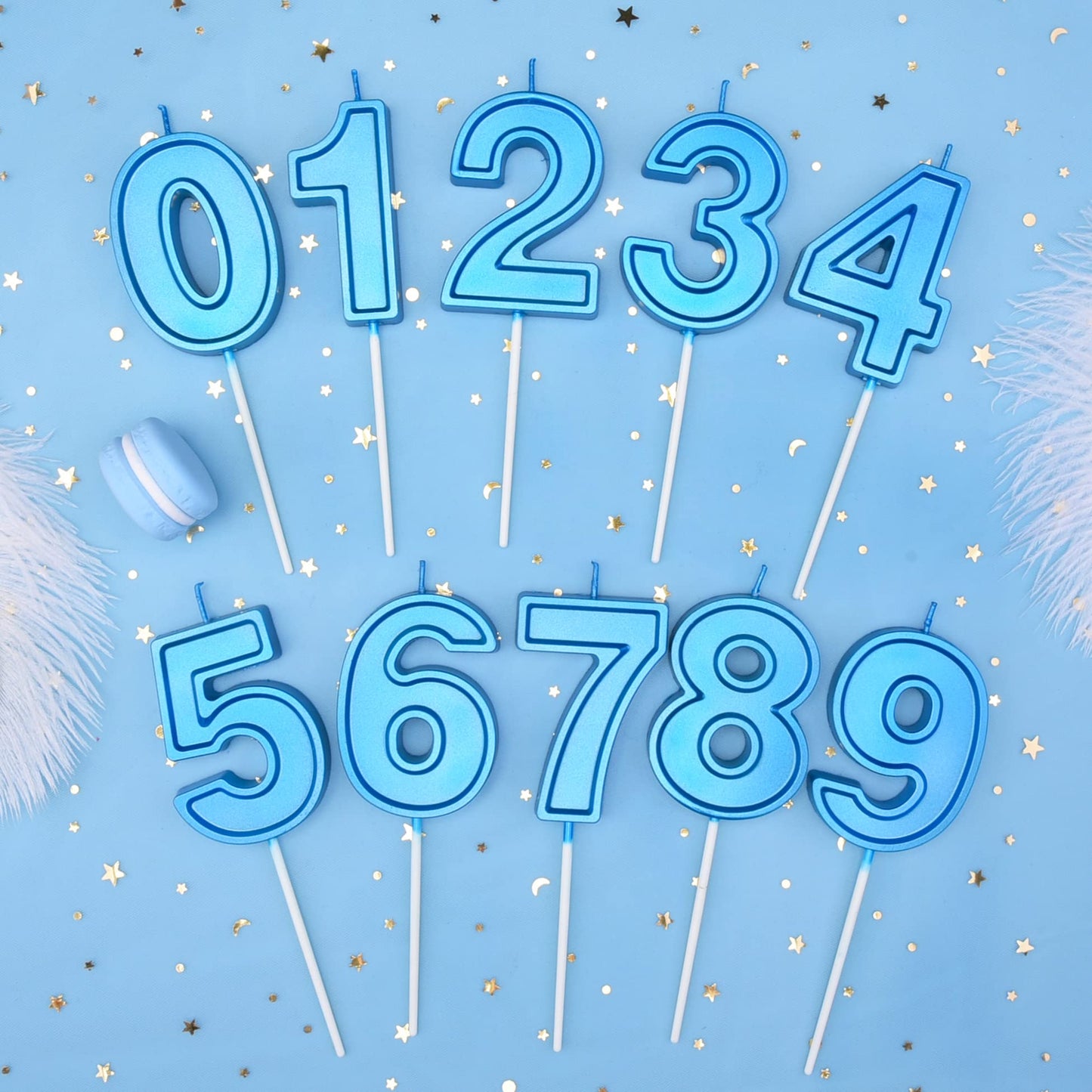 PHD CAKE 2.76 Inch Luxe Blue 7 Number Birthday Candles, Blue Number Candles, Cake Number Candles, Party Celebration