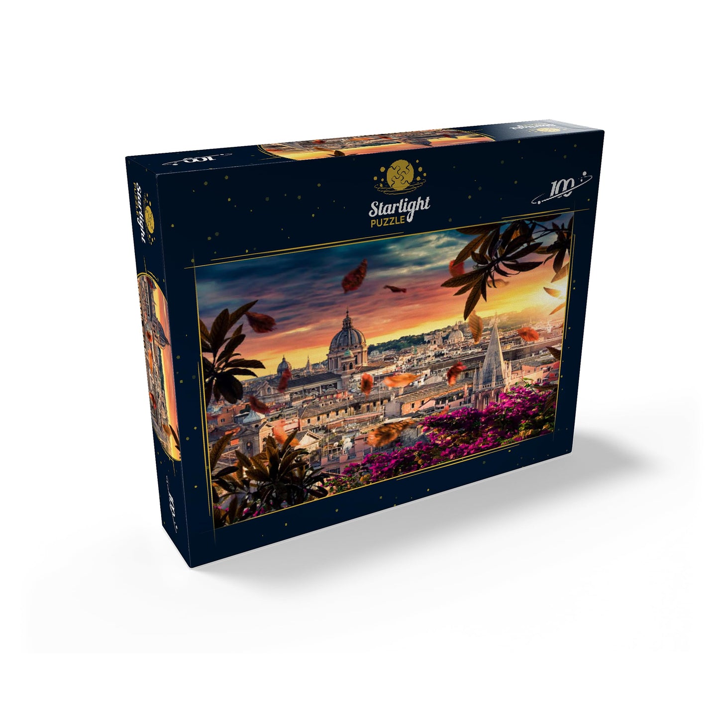 MyPuzzle Beautiful Sunset Over The City of Rome in The Evening - Premium 100 Piece Jigsaw Puzzle for Adults