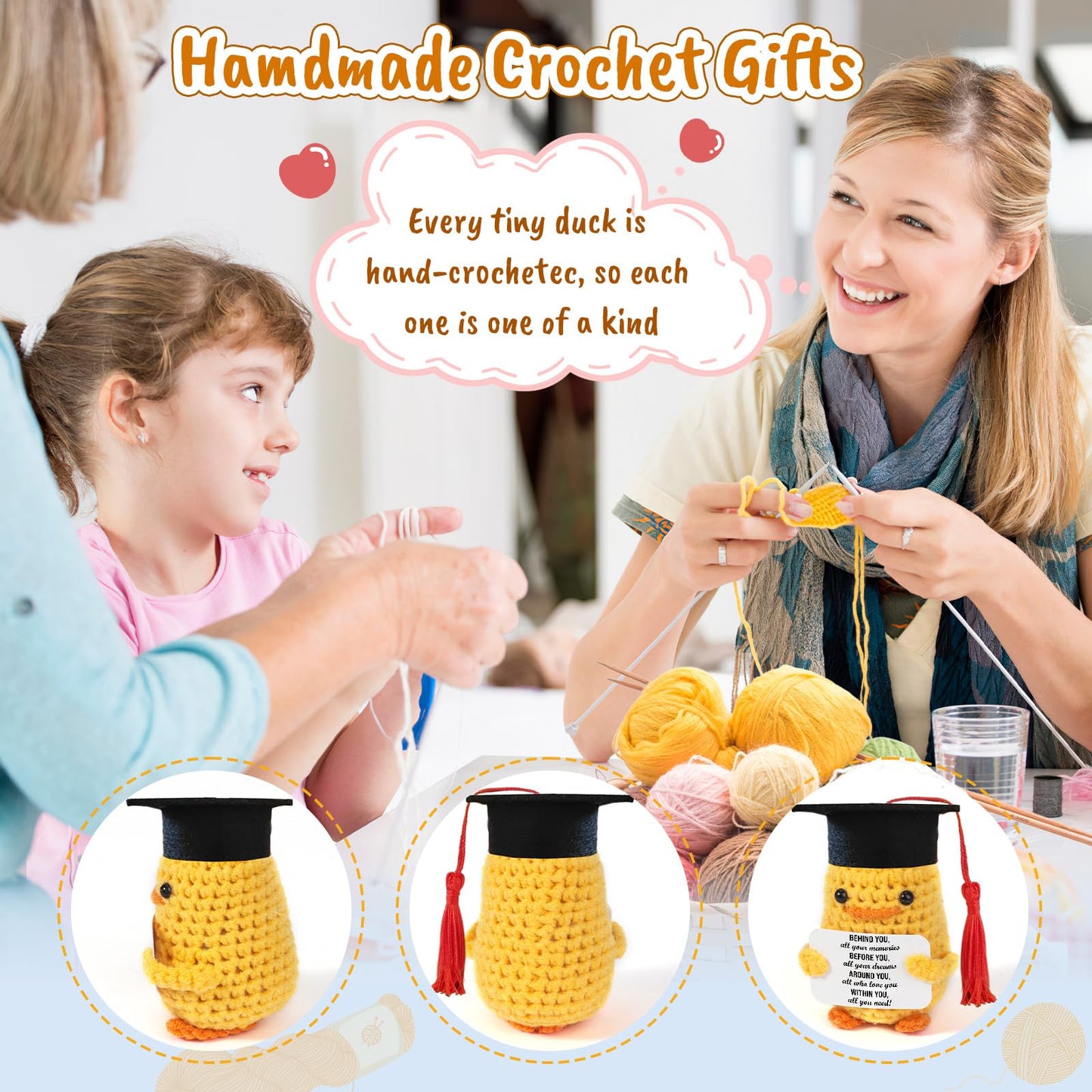 Mbl 2025 Graduation Gifts For Him Her - Funny Handmade Knitted Crochet Duck For Kindergarten Preschool Grade Pre K Prek Middle H