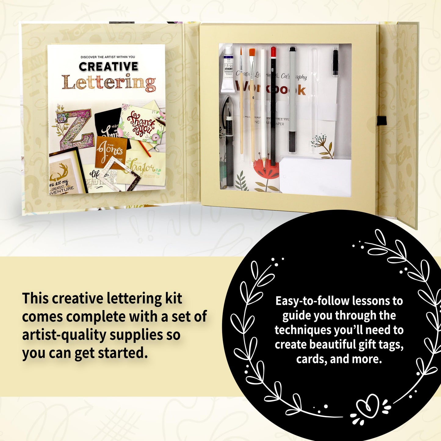 SpiceBox Creative Hand Lettering Kit, Learn Calligraphy Set with Workbook, Creative Simple Modern Letter Writing, Arts and Craft