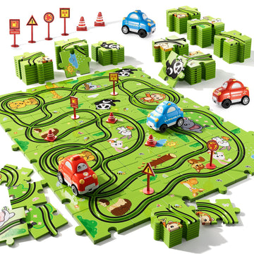 Bennol Toddler Toys Gifts For 2 3 4 5 Year Old Boys, 56 Jigsaw Puzzle Race Track Car Set Toys For Kids Boys Toddlers 1-3 2-4 3-5 4-6, Puzzle Tracks Car Toys Gifts For 2 3 4 5 Year Old Boys Kids