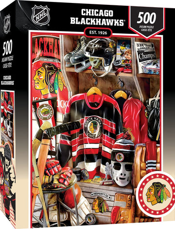 Masterpieces Game Day 500 Piece Jigsaw Puzzle For Adults - Nhl Chicago Blackhawks Locker Room - 15'X21'