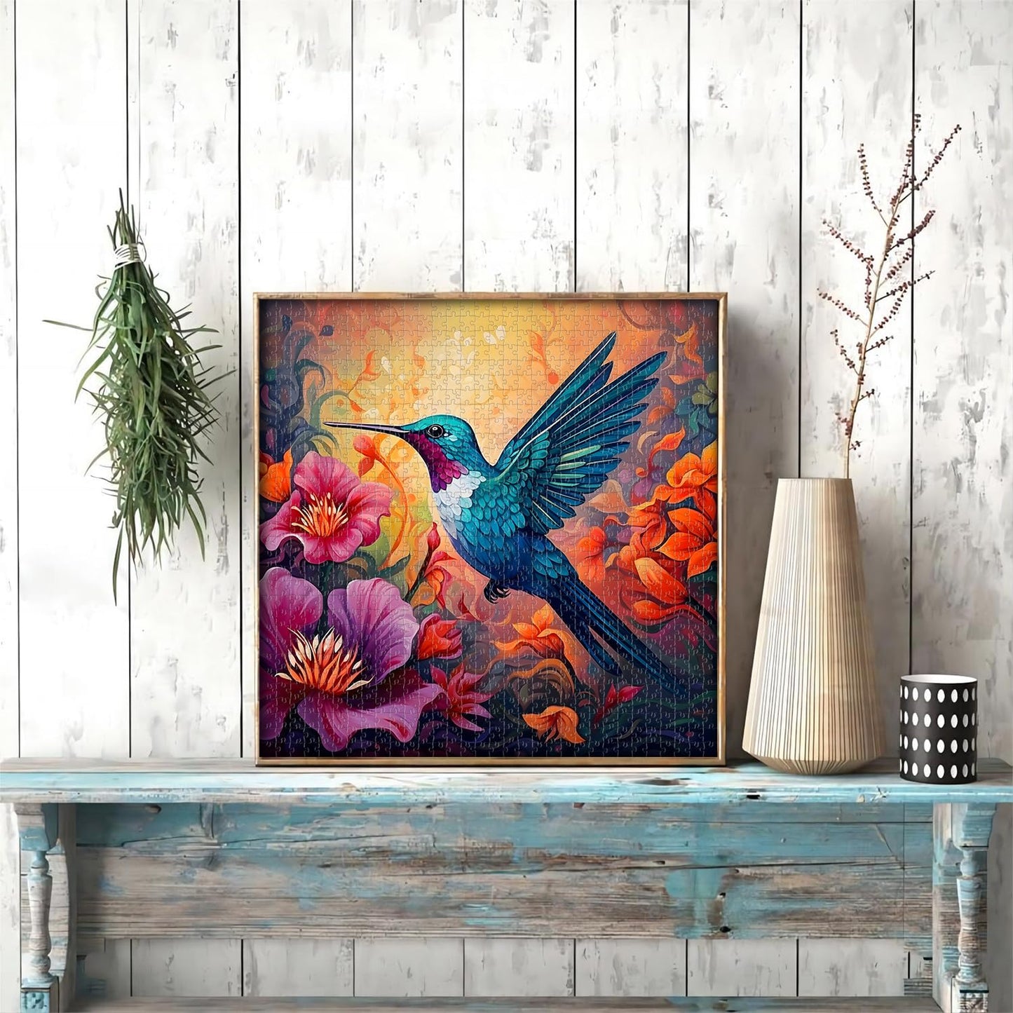 Hummingbird Puzzles For Adults 1000 Pieces Nature, Vintage Bird Art Flower Puzzle, Hummingbird Garden Spring Jigsaw Puzzles 1000