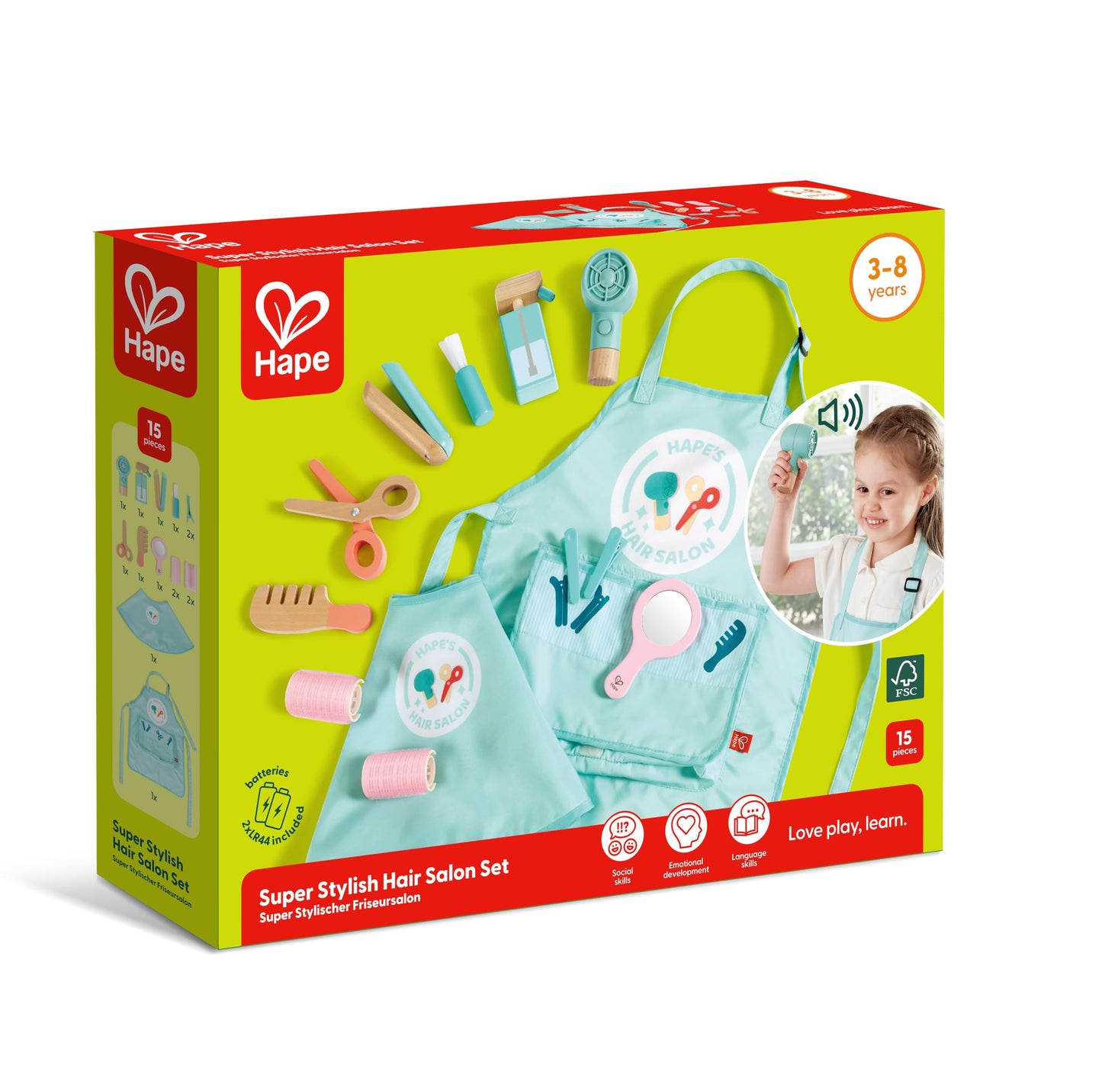 Hape Super Stylish Hair Salon Set - Plastic, Blue, Model E3060